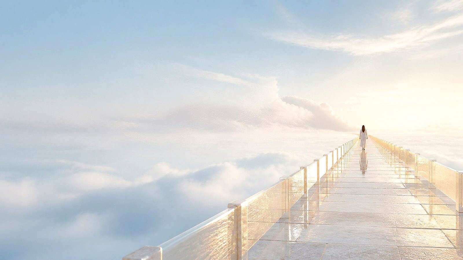 A bridge leading toward light